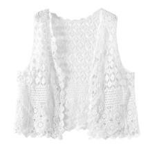 Vestă croșetată din material ușor și respirabil pentru femei, cardigan cu nasturi, stil vestă, fără mâneci, cu design boem scobit, lejeră
