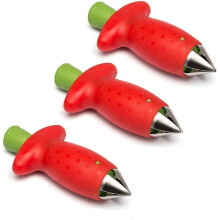 Évidoir à fruits compact et léger, éplucheur de fraises, outil de cuisine facile à utiliser, en acier inoxydable et plastique multifonctionnel