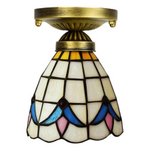 Plafonnier en vitrail fait main, structure en fer forgé durable et inoxydable, éclairage romantique, lampe d'art de style Tiffany pour le salon