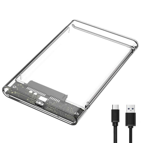 Φορητή θήκη σκληρού δίσκου 2,5 ιντσών USB3.0 σε SATA III, διαφανής θήκη εξαιρετικά