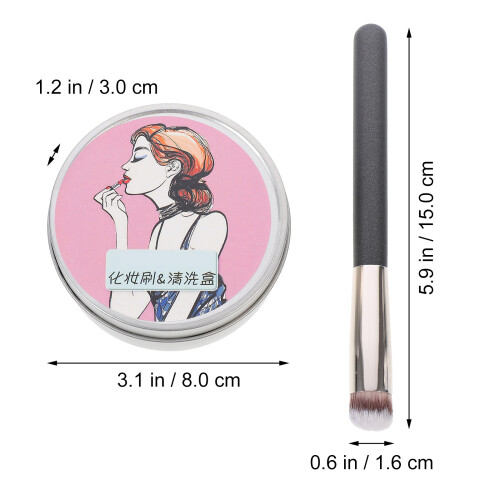 3Pcs Concealer Brush and Brush Cleaning Mat Black Makeup Tool Set 1