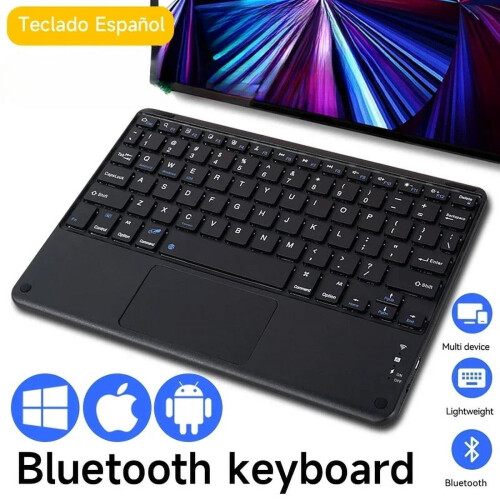 10inch Wireless Bluetooth Spanish Keyboard Desktop Office Wireless Touchable Keyboard Mouse For For Android IOS Windows Tablet 1