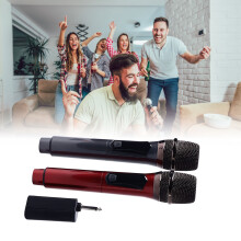 Sistema a doppio microfono wireless, Rosso e Grigio, Batteria ricaricabile da 1200mAh
