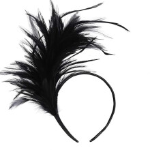 (Black) 1920s Headband Feather Headband 20s Style Hairband Retro Hair Band Gatsby Party Flapper Headpiece Black