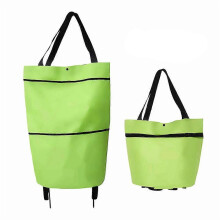 (Green) Foldable Shopping Cart with Wheels and Removable Bag, Larger Waterproof Grocery Cart, Portable Folding Utility Cart