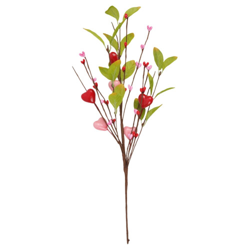 Artificial Berry Floral Pick Heart-Shaped Red Pink 1pc 2