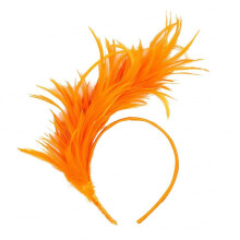 (Orange) 1920s Headband Feather Headband 20s Style Hairband Retro Hair Band Gatsby Party Flapper Headpiece Black