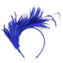 (Blue) 1920s Headband Feather Headband 20s Style Hairband Retro Hair Band Gatsby Party Flapper Headpiece Black