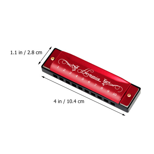 3St Draagbare Mini Harmonica Metaal ABS Rood 10 Beginners 1