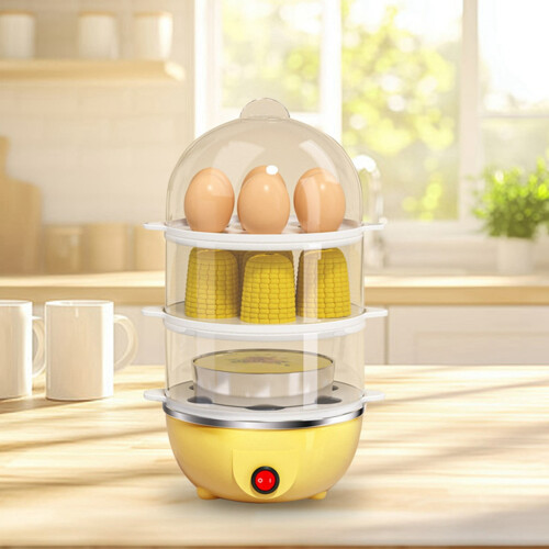 Electric Egg Cooker Boiler Maker Soft, Medium or Hard Boil, Egg Capacity Two Layer Egg Maker,Egg Steamer,With Automatic Shut 1
