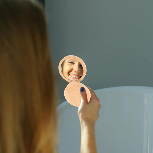 Mirror Compact For Women Khaki Hand Mirror 1Set 2