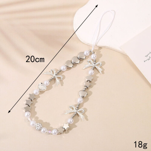 Portafoglio da polso per cellulare con perle e farfalle - 32 cm 2