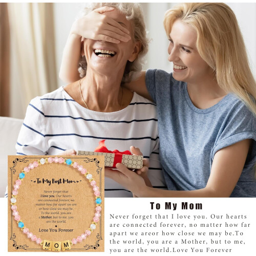 Datter Bogstav Perle Armbånd – Natursten, Stretch Pasform 1