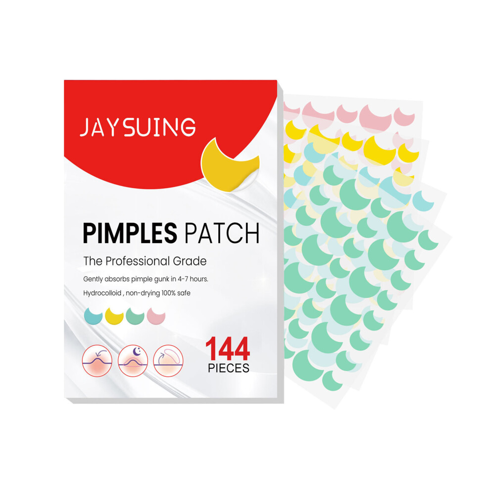(144PCS, White) Pimple Patches for Face Cute Moon Zit Covers Hydrocolloid Acne Patches for Face Healing Sticker of Different Sizes