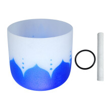 Sound Therapy Healing Crystal Singing Bowl Throat Chakra Resonance Bowl for Meditation Frosted Quartz Design with Rubber Mallet and Suede Strikers