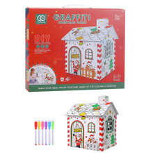 DIY Christmas Playhouse Coloring Cardboard House, 3D Foldable Graffiti Craft Fortress for Kids – Creative Holiday Art Toy & Family Fun