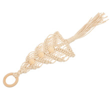 1Pc Hand Woven Beige Xmas Tree Pendant Durable Cotton Wood Decor