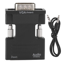 Adapter HDMI do VGA typu Plug and Play, konwersja sygnału wysokiej rozdzielczości 1080p, wyświetlanie obrazu Full HD, synchronizacja dźwięku i