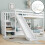 (3ft, White) Bunk Bed with Storage Stairs & Slide, Solid Pine Wood Frame Children Bed 1