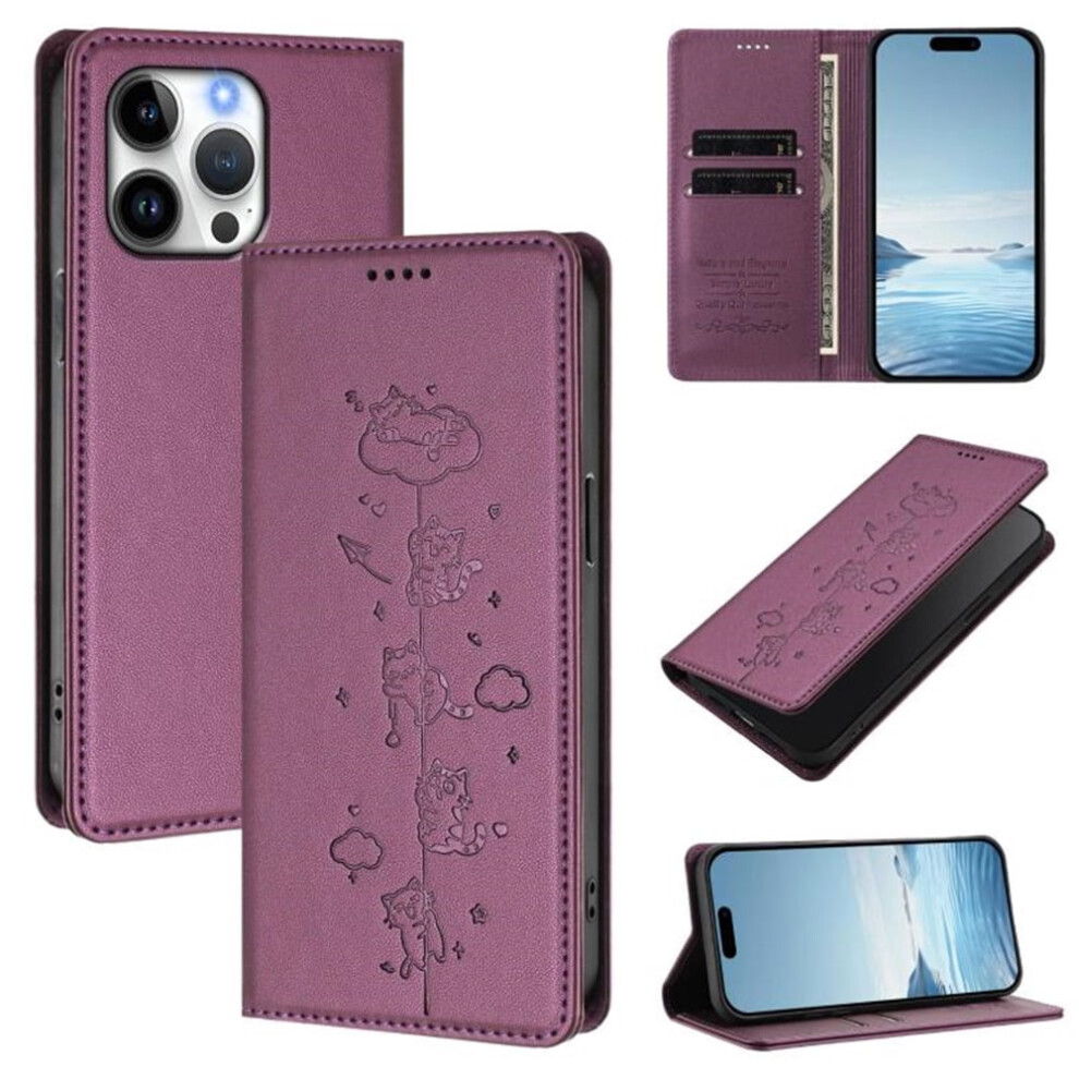 Violet Leather Flip Wallet Case For Iphone 14 Pro Max With 941196034366