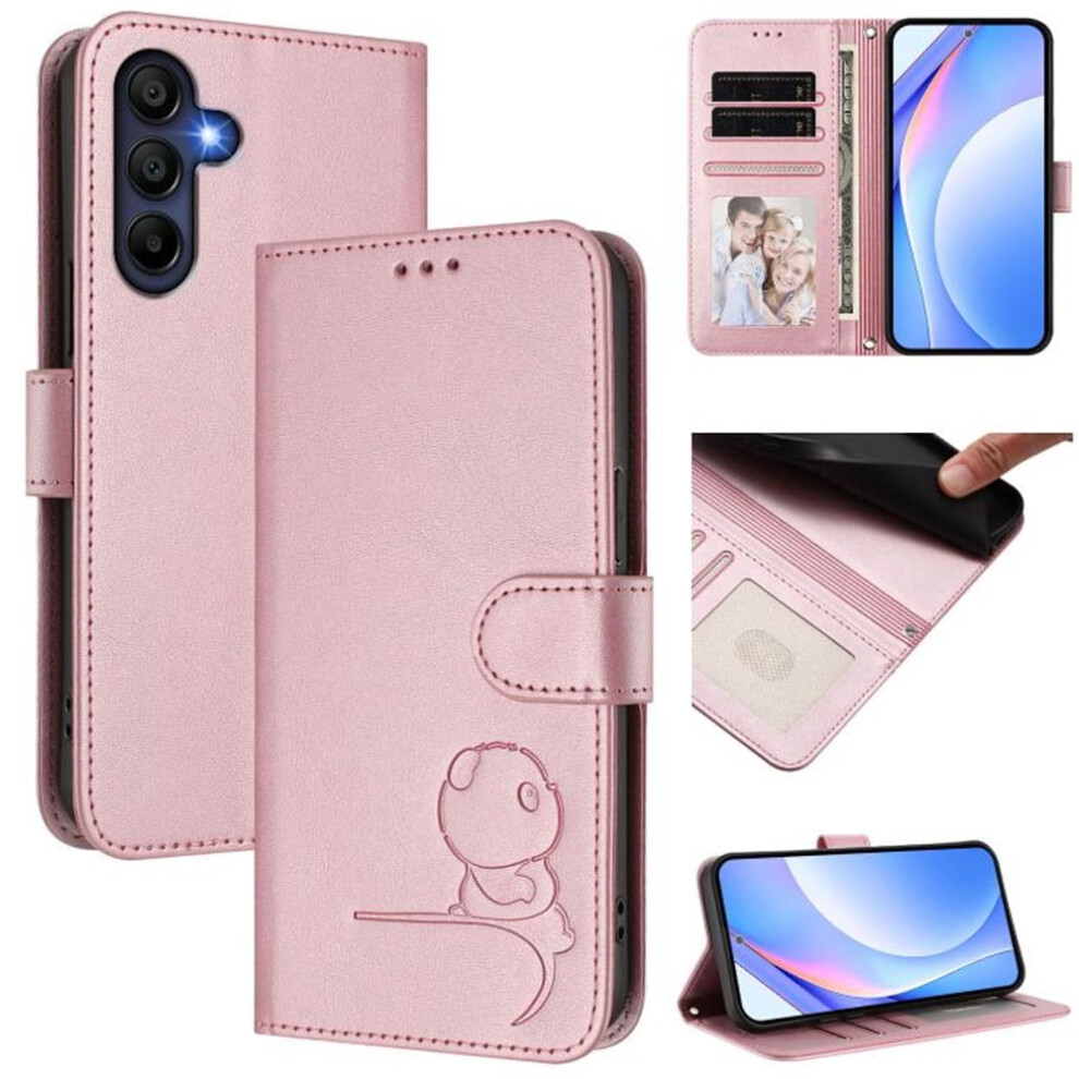 Litter Panda Leather Phone Case For Samsung Galaxy A26 5G Â Rfid Wallet, Magnetic Clasp, Flip Stand & Lanyard Pink 9152228556959