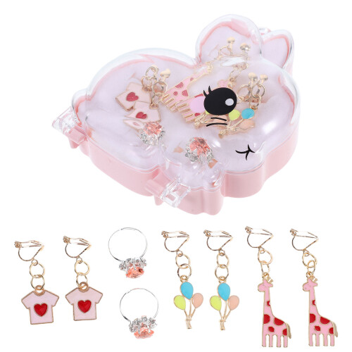 4Sets Kids Clip-on Earrings Assorted Colors Cute Design Lightweight 2
