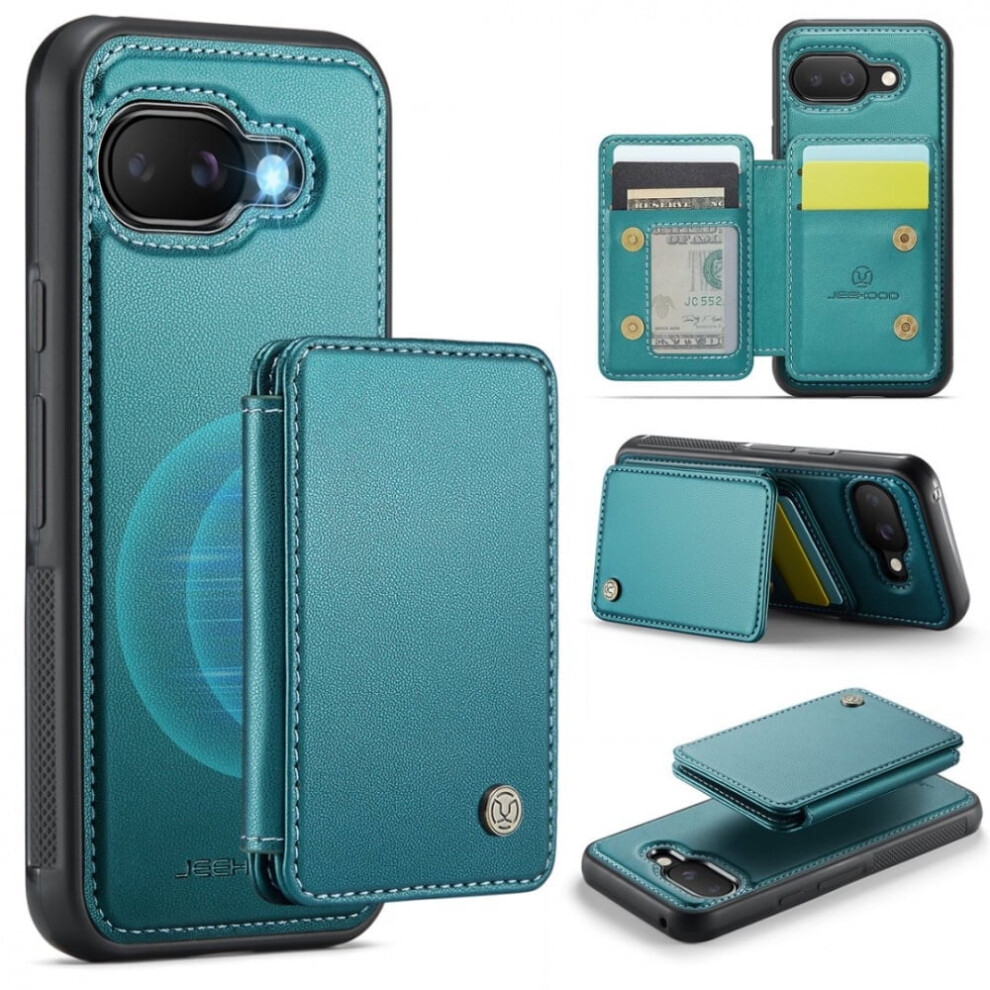 Google Pixel 9A Wallet Phone Case With Rfid Blocking, Credit Card Holder & Kickstand Â Green 9485826655176