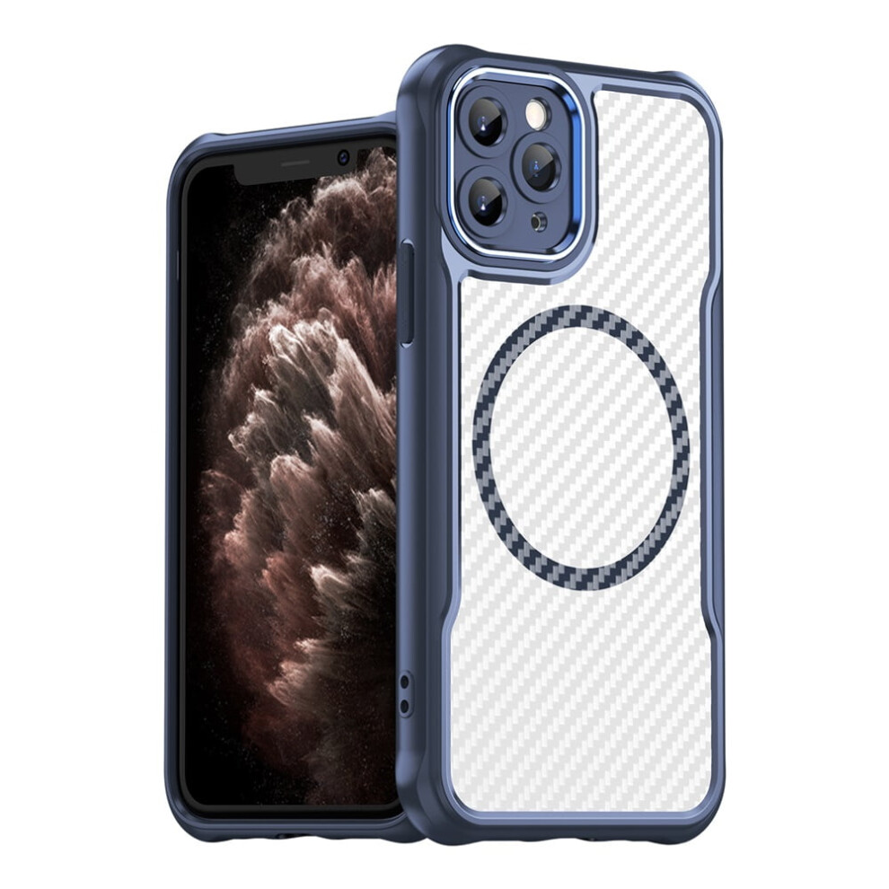 Carbon Fiber Magnetic Iphone 11 Pro Case Magsafe Blue 9152228966277