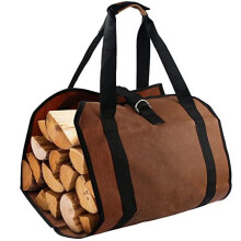 Sac à bûches en toile cirée – Grand sac de transport pour bûches d'intérieur/extérieur, compatible avec les supports à bûches de cheminée