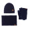 Ensemble bonnet, écharpe et gants d'hiver en maille marine 2
