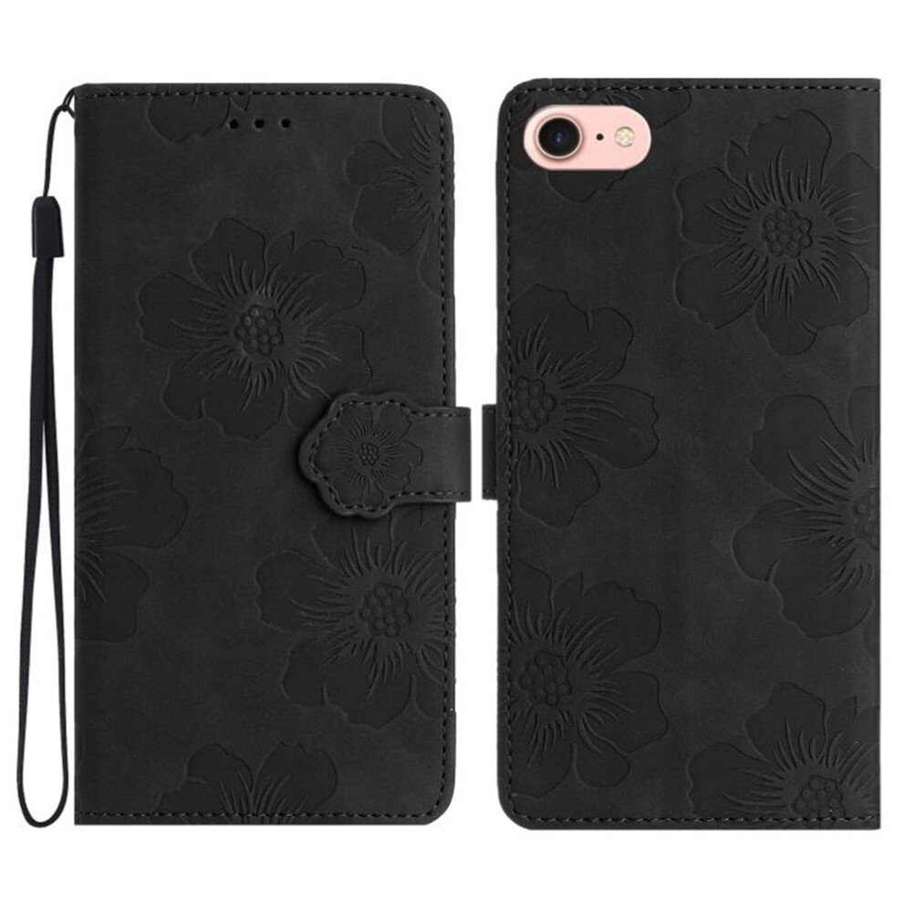 Leather Flip Wallet Case For Compatible With Iphone 16E Â Flower Embossed, 3-Card Holder, Magnetic Closure, Detachable Wrist Strap, Shockproof, 9418476717727