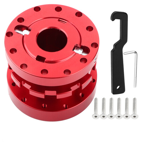 Universal Quick Release Steering Hub Dual Spring Self-indexing Anodized Finish Billet Aluminum Construction6-Bolt Pattern Steering Wheel Compact