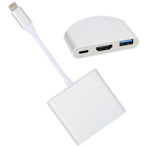 4K 3-in-1 Type-C Docking Station HDMI USB PD Adapter Silver