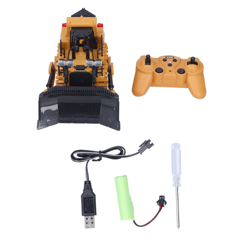 Educational RC Bulldozer Toy with Powerful Motor Simulation Hydraulics Multi-Function Controls Lights and Sound for Kids Learning Through Play