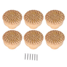 Retro meubelbeslag, ronde rotan knoppen, handgemaakte rieten kastgrepen, landelijke stijl kastbeslag, glad oppervlak en gemakkelijk te gebruiken.