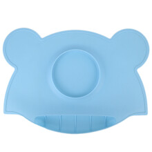 Conjunto de talheres para bebês com prato de silicone com ventosa, design dividido, silicone de qualidade alimentar, antiderrapante, próprio para