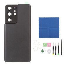 Sostituzione del vetro posteriore con adesivo impermeabile per Galaxy S21 Ultra, obiettivo della fotocamera OEM con kit di riparazione completo e