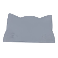 Dog And Cat Feeding Mats With Cute Kitten Shape, Soft Non Slip Pet Bowl Mat That Is Heat Resistant And Waterproof (Gray)