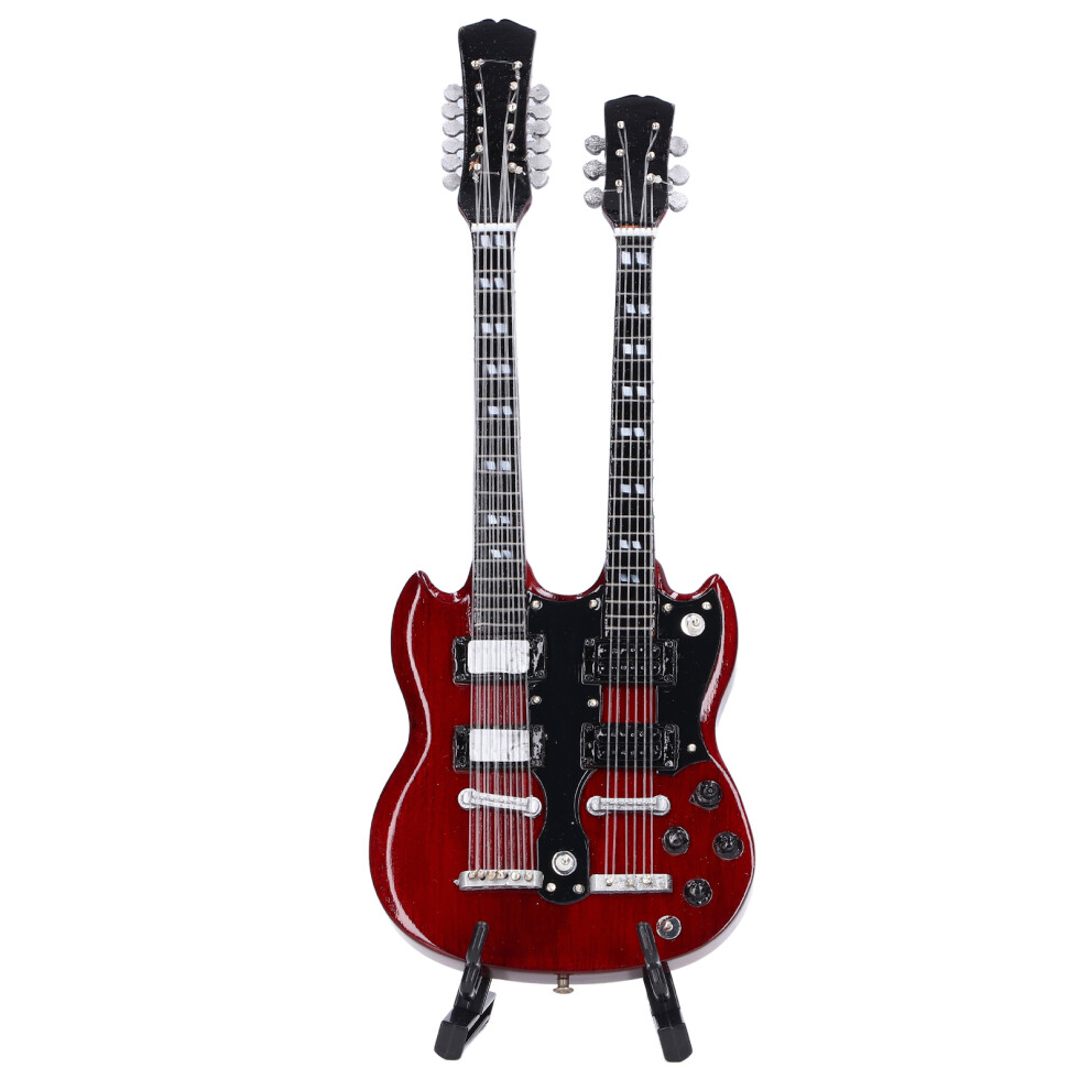 Perfect Gift Mini Bass Guitar Display Ornaments Miniature Guitar Wooden Guitar Model Musical Instrument Ornament Realistic Appearance Simulated