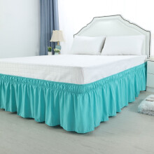 15in Drop Easy-Install Queen Bed Skirt, 60*80in Soft Ruffled Dust Ruffle, Durable Light Blue 1 Piece Bedroom Decor