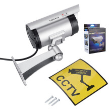 Security Alert Sticker Decals Outdoor Indoor Use Solar Powered Dummy Fake Camera Flashing Red LED Light High Resemblance to Real Cameras Waterproof
