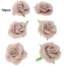 Reusable Jute Fabric Rustic Flower Handmade Vintage Style Craft Supplies For Hair Accessories And Scrapbooking Embellishments Wedding Party Decor