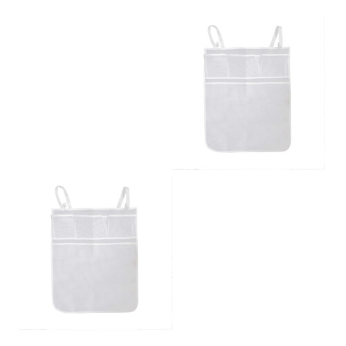 2Pcs Baby Hanging Diaper Bag Mesh Multipurpose Storage Organizer White 1