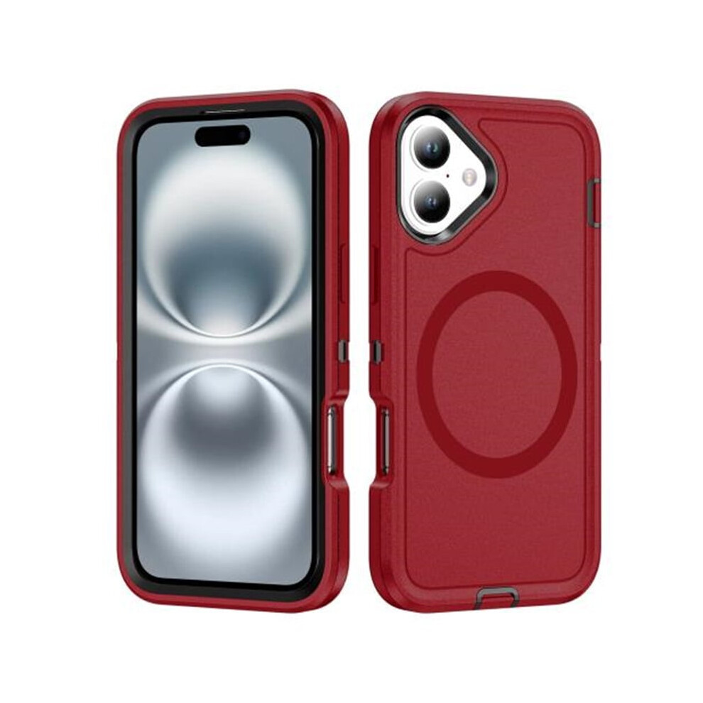 For Compatible With Iphone 16 Life Waterproof Rugged Magsafe Magnetic Phone Case,,For Compatible With Iphone 16 Red 9152228555402