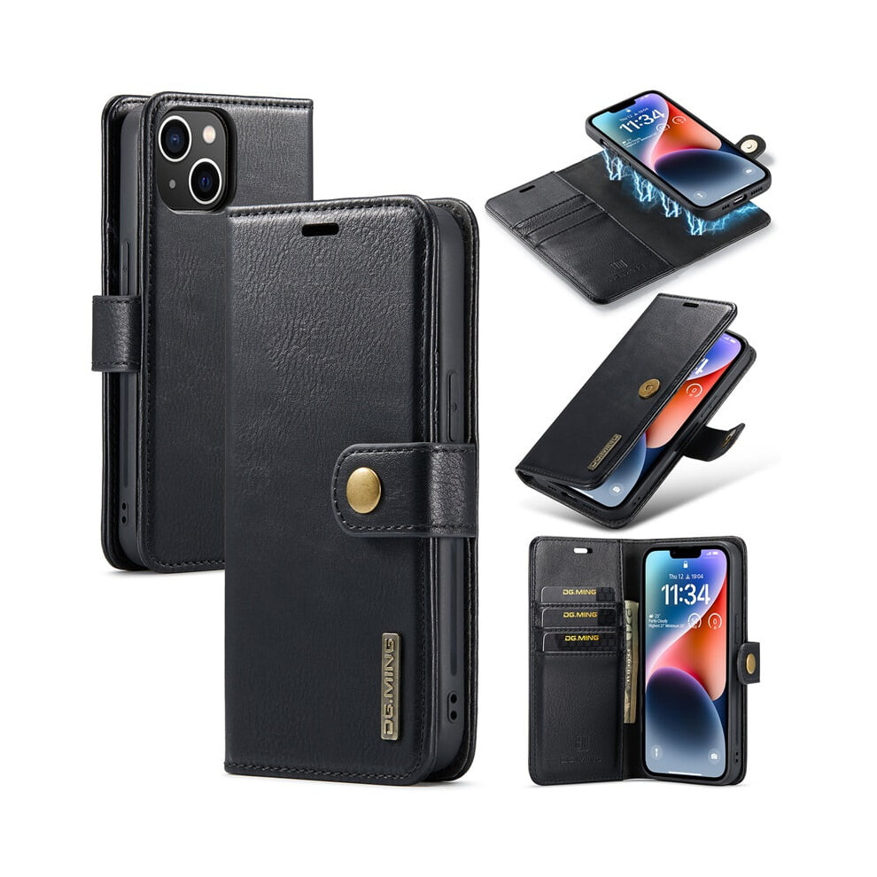 For Compatible With Iphone 13 Crazy Horse Texture Detachable Magnetic Leather Phone Case,,For Compatible With Iphone 13 Black 9152228555938