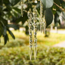 12pcs Clear Acrylic Icicle Ornaments for Christmas Tree, Compatible with Xmas, New Year, Wedding & Winter Party