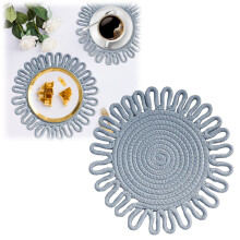 Cotton Hot Pad & Table Trivet, 11.8" Heat-Resistant Mat with Lace Design, Grey – Compatible with All Cookware