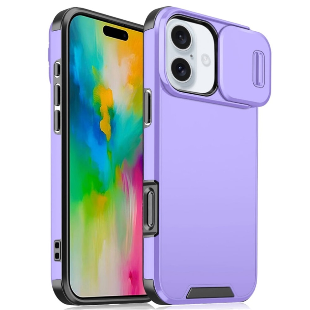 Heavy-Duty Shockproof Case For Iphone 16 (6.1"), Compatible With Magsafe & Built-In Slide Camera Cover Purple 9558633066661