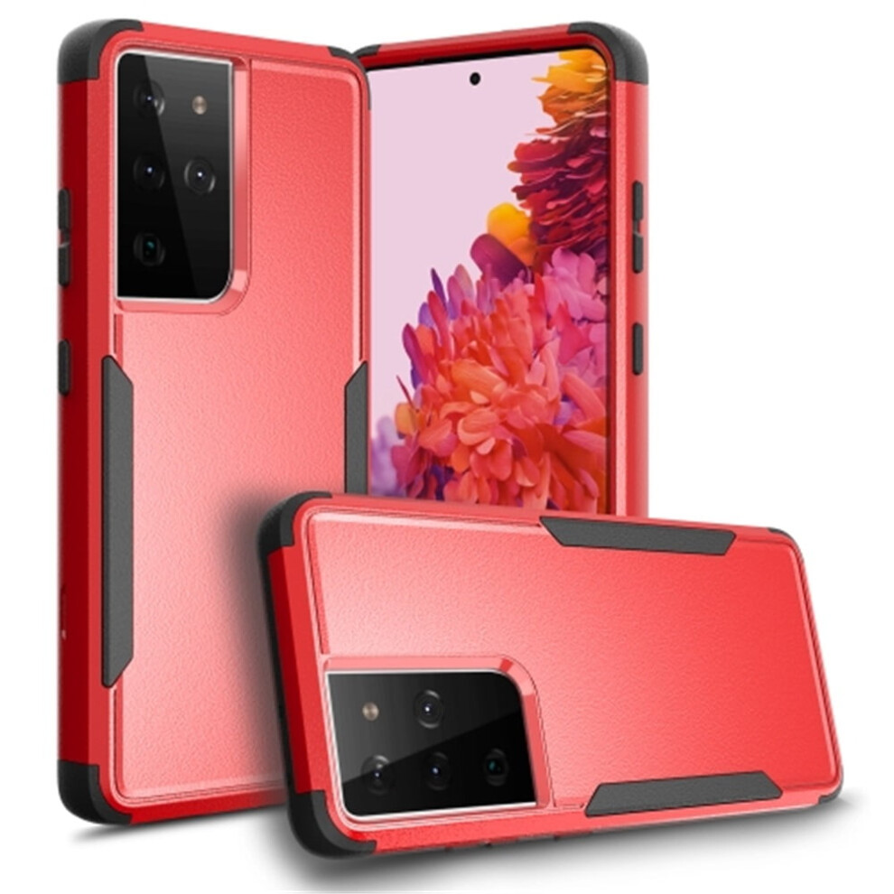 Heavy Duty 3-Layer Shockproof Bumper Case For Samsung Galaxy S21 Ultra 5G 6.8", Full Body Rubber Armor, Dropproof, Red 9558633067385