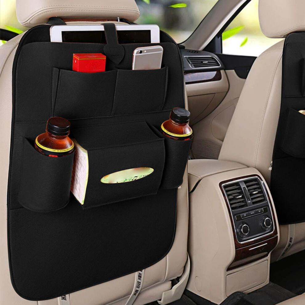 Car Back Seat Organizer With Foldable Tray, Pu Leather, Compatible With Suv/Truck, For Kids & Pets 9181073474552